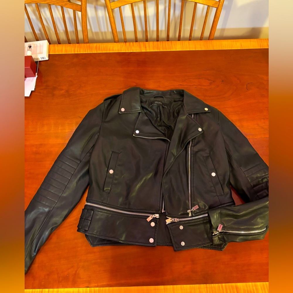 Zara Basics Outerwear faux leather biker jacket